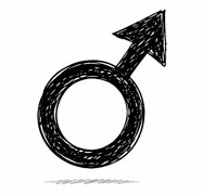 Problemi sessuali maschili Icona stilizzata che rappresenta i problemi sessuali maschili e il benessere dell'uomo.